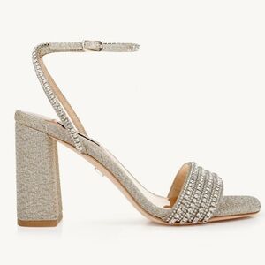 Badgley Mischka Becca Platino Strappy Block Heel Platinum Size 7.5